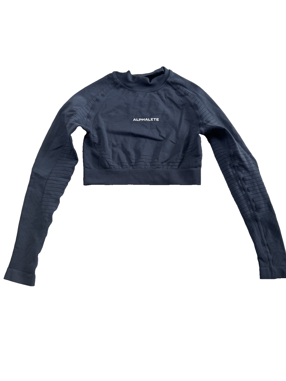 Alphalete Crop Sweater Womens 2XS Blue Seamless Long Sleeve Stretch Athletic Gym
